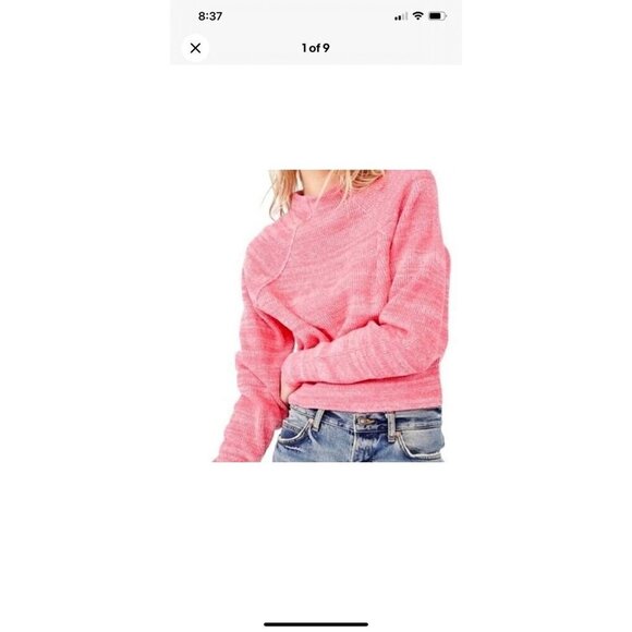 Free People Too Good Pullover Knit Sweater Candy Pink Womens Size M - Picture 2 of 11